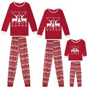 【送料無料】 cheibear レディース ナイトウェア アンダーウェア Deer Print Long Sleeve Tee with Pants Loungewear Holiday Pajama Sets Red