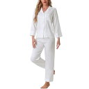 【送料無料】 cheibear レディース ナイトウェア アンダーウェア Womens Satin Classic Pjs Button Down Long S...