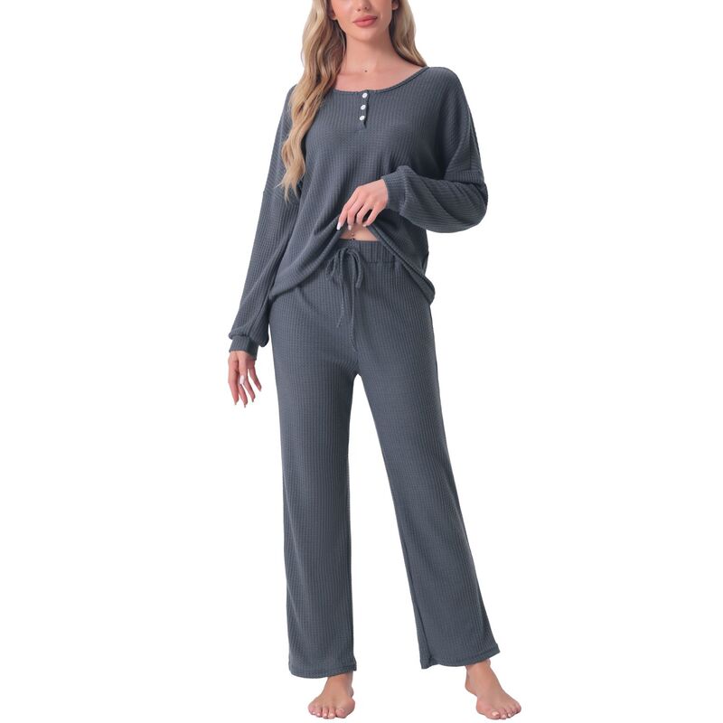 ̵ cheibear ǥ ʥȥ  Womens Pajama Set Waffle Knit Lou...