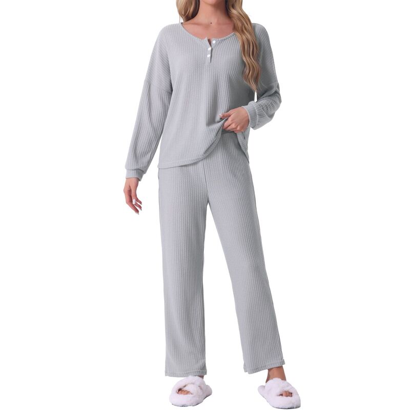 ̵ cheibear ǥ ʥȥ  Womens Pajama Set Waffle Knit Lou...