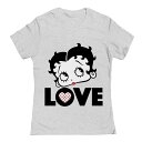 【送料無料】 アンブランデッド レディース Tシャツ トップス Junior's Betty Boop Love Face Polka Heart Valentine's Day Graphic Tee Heather Gray