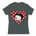 【送料無料】 アンブランデッド レディース Tシャツ トップス Junior's Betty Boop Polka Dot Heart Valentine's Day Graphic Tee Heavy Metal