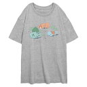 【送料無料】 ライセンス キャラクター レディース Tシャツ トップス Juniors' Pokemon Characters Taking A Nap Oversized Graphic Tee Athletic Heather