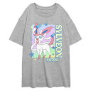 【送料無料】 ライセンス キャラクター レディース Tシャツ トップス Juniors' Pokemon Sylveon Poster Oversized Graphic Tee Athletic Heather
