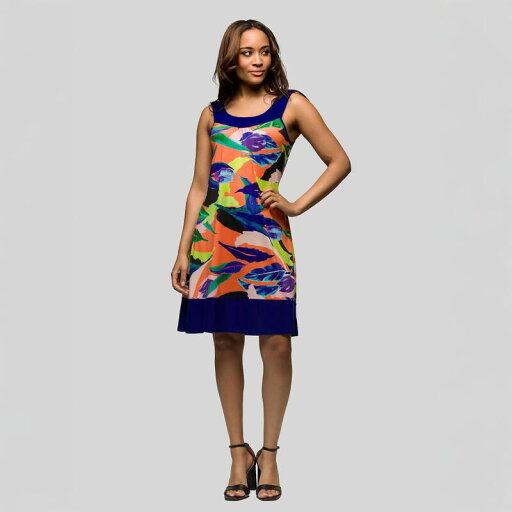 【送料無料】 24セブンコンフォート レディース ワンピース トップス Women's 24Seven Comfort Apparel Scoop Neck Sleeveless Knee Length Dress Purple Multi 【送料無料】 24セブンコンフォート レディース ワンピース トップス Women's 24Seven Comfort Apparel Scoop Neck Sleeveless Knee Length Dress Purple Multi