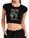 【送料無料】 ライセンス キャラクター レディース Tシャツ トップス Juniors' AC/DC World Tour ‘79 Crop Graphic T...