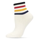 【送料無料】 メモイ レディース 靴下 アンダーウェア Women's Cotton Blend Retro Style Multicolor Stripe Anklet Sock Ivory