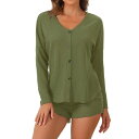 【送料無料】 cheibear レディース ナイトウェア アンダーウェア Women's Waffle Knit Pajama Sets Button Down...