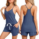 【送料無料】 cheibear レディース ナイトウェア アンダーウェア Women Cami Pajama Set Modal Sleepwear Racer...