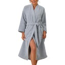 【送料無料】 cheibear レディース ナイトウェア アンダーウェア Women's Fluffy Fleece Robe Long Sleeve Thick Plush Self Tie Long Bathrobe for After Shower Light Grey(4)