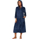 【送料無料】 cheibear レディース ナイトウェア アンダーウェア Women's Flannel Robe Fluffy Plush Long Zip Front Bathrobe with Pockets Warm Soft Zippered Bathrobes Navy Blue