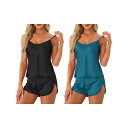 【送料無料】 cheibear レディース ナイトウェア アンダーウェア 2 Set of Womens Satin Pajamas Sets Cami Sho...
