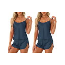 【送料無料】 cheibear レディース ナイトウェア アンダーウェア 2 Set of Womens Satin Pajamas Sets Cami Sho...