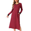 【送料無料】 cheibear レディース ナイトウェア アンダーウェア Night Dress for Women Long Sleeve V Neck So...