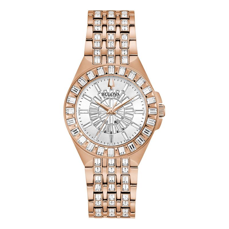 【送料無料】 ブロバ レディース 腕時計 アクセサリー Bulova Women's Rose Gold-Tone Crystal Baguette Watch - 98L268 Rose Tone