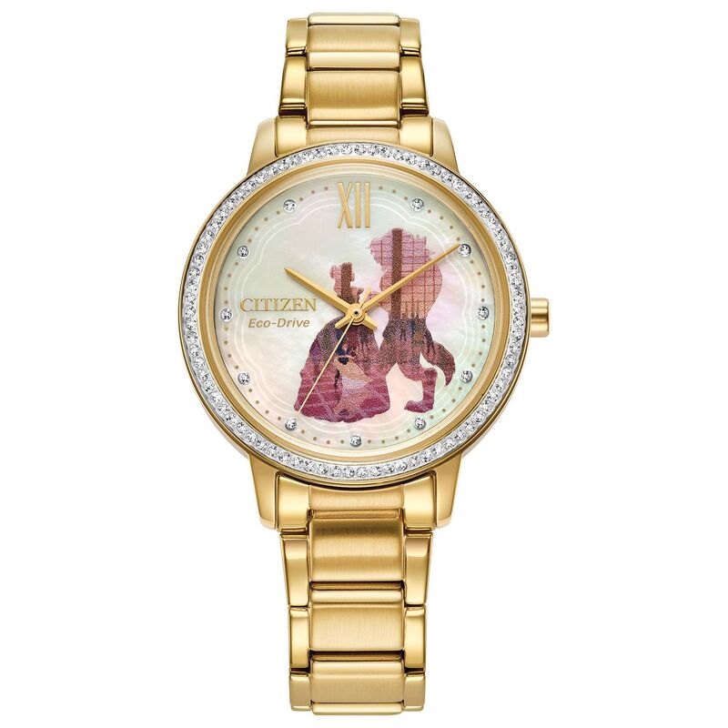 【送料無料】 シチズン レディース 腕時計 アクセサリー Disney's 100th Anniversary Beauty & The Beast Women's Eco-Drive Gold Tone Bracelet Watch by Citizen - FE7048-51D Gold