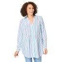 【送料無料】 ウーマン ウィズイン レディース Tシャツ トップス Woman Within Women's Plus Size Perfect Pintuck Tunic Multi Stripe(4)
