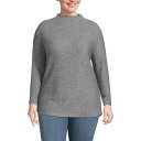 【送料無料】 ランズエンド レディース Tシャツ トップス Plus Size Lands' End Cable Ottoman Relaxed Long Sl...