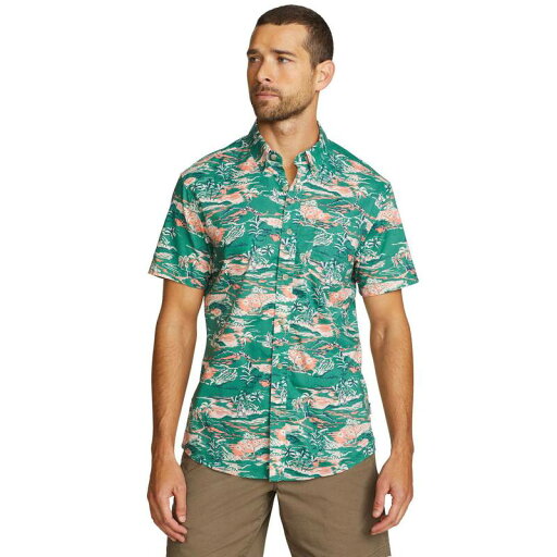 【送料無料】 エディー バウアー メンズ Tシャツ トップス Men's Eddie Bauer Baja Print Short Sleeve Button-Down Shirt Clover