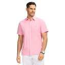 【送料無料】 アイゾッド メンズ Tシャツ トップス Men's IZOD Madras Short Sleeve Button Down Shirt Pink...