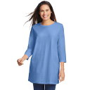 【送料無料】 ウーマン ウィズイン レディース Tシャツ トップス Woman Within Women's Plus Size Perfect Three-Quarter Sleeve Crewneck Tunic French Blue