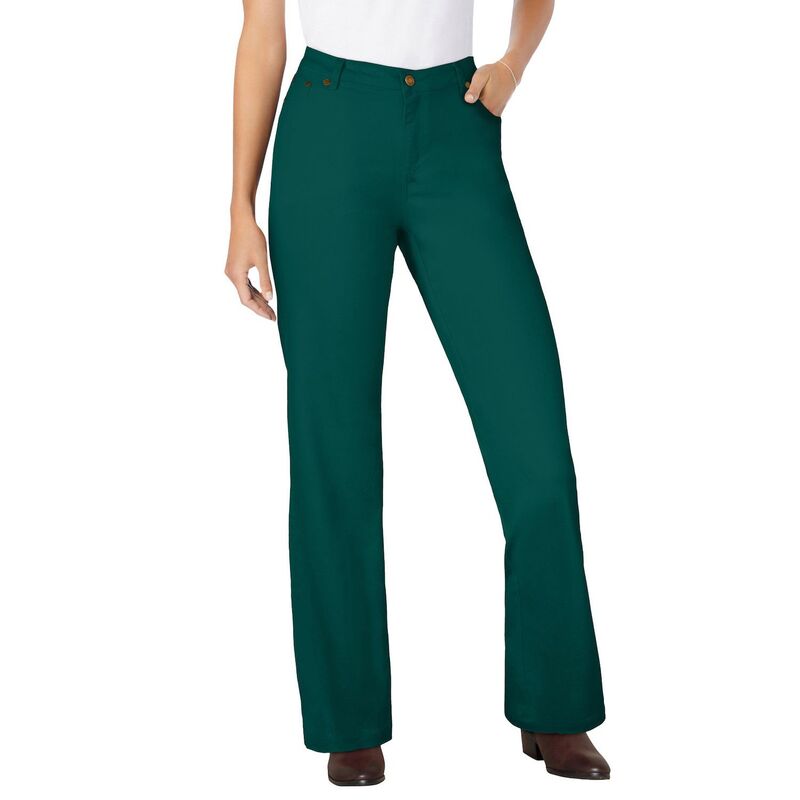 ウーマン ウィズイン レディース ボトムス デニムパンツ プラスサイズ プチ Woman Within Women's Plusize Petite Wide-Leg Stretch Denim Jean Emerald Green グリーン
