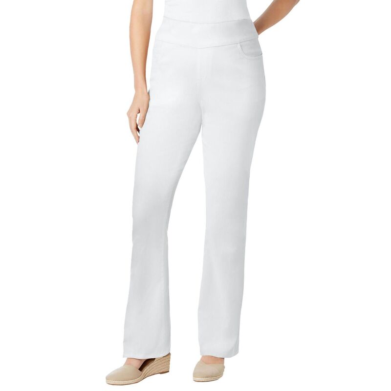 【送料無料】 ウーマン ウィズイン レディース デニムパンツ ボトムス Woman Within Women's Plus Size Tall Flex-Fit Pull-On Bootcut Denim Jean White