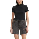 【送料無料】 リーバイス レディース Tシャツ トップス Women's Levi's Effortless Short Sleeve Mock Neck Tee Anthracite Night(4)