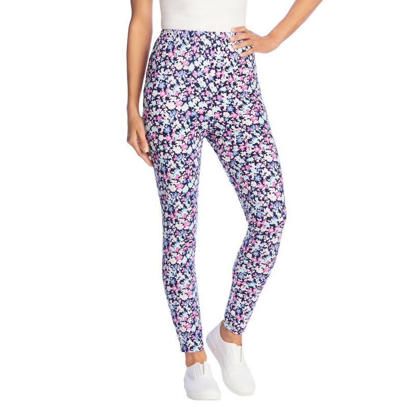 ウーマン ウィズイン レディース ボトムス カジュアルパンツ プラスサイズ プリントール コットン Woman Within Women's Plusize Tall Stretch Cotton Printed Legging Navy Happy Ditsy ネイビー