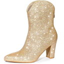 【送料無料】 アレグラ ケー レディース ブーツ・レインブーツ シューズ Women's Glitter V Shape Pointy Toe Back Zip...