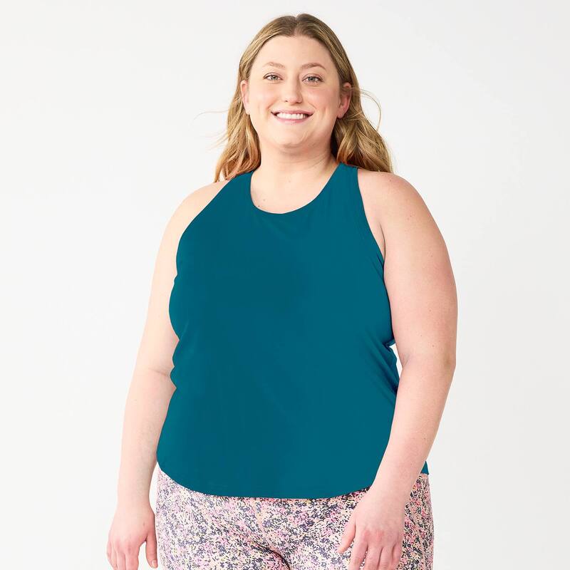 【送料無料】 Tek Gear レディース Tシャツ トップス Plus Size Tek Gear Racerback Tank Top Low Tide