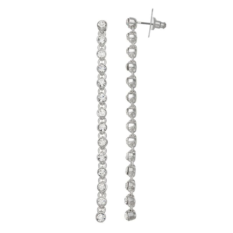 【送料無料】 ナインウェスト レディース ピアス・イヤリング アクセサリー Nine West Pave Linear Post Earrings Silver Tone