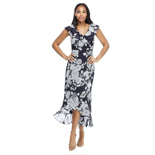 【送料無料】 ロンドンタイムス レディース ワンピース トップス Women's London Times Ruffled Maxi Dress Navy White 【送料無料】 ロンドンタイムス レディース ワンピース トップス Women's London Times Ruffled Maxi Dress Navy White