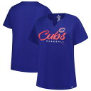 【送料無料】 プロファイル レディース Tシャツ トップス Women'sProfile Royal Chicago Cubs Wordmark Notch Neck T-Shirt Cub Blue