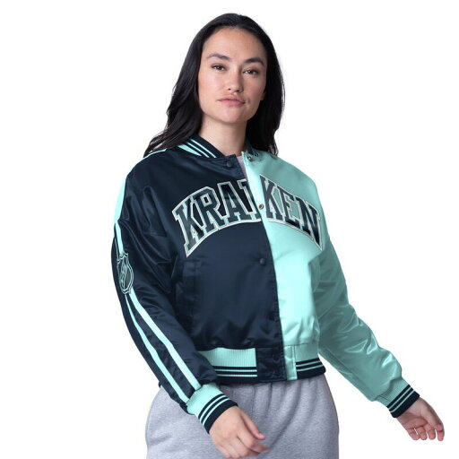 【送料無料】 スターター レディース ジャケット・ブルゾン アウター Women'sStarter Light Blue/Navy Seattle Kraken Zone Blitz Cropped Full-Snap Varsity Jacket Krk Light 【送料無料】 スターター レディース ジャケット・ブルゾン アウター Women'sStarter Light Blue/Navy Seattle Kraken Zone Blitz Cropped Full-Snap Varsity Jacket Krk Light