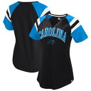 【送料無料】 スターター レディース Tシャツ トップス Women'sStarter Black Carolina Panthers Game On Notch Neck Raglan T-Shirt Pth Black