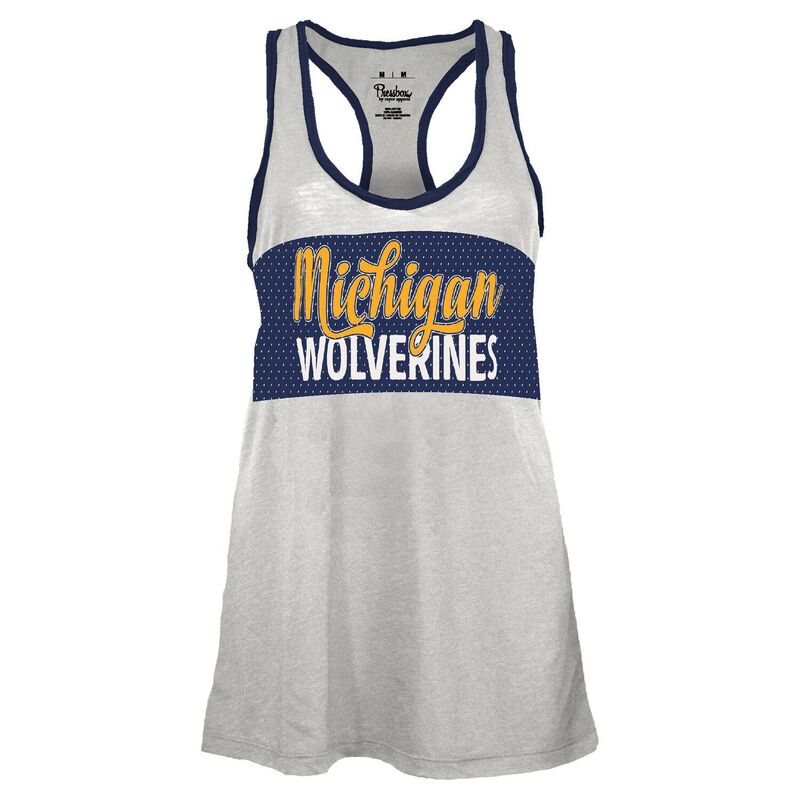 【送料無料】 プレスボックス レディース Tシャツ トップス Women's Pressbox White/Navy Michigan Wolverines Tracy Racerback Tank Top Mic White