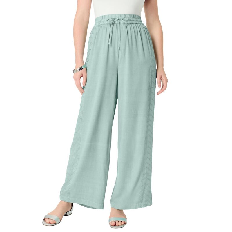 【送料無料】 ロアマンズ レディース カジュアルパンツ ボトムス Roaman's Women's Plus Size Acid Wash Pants Antique Mint