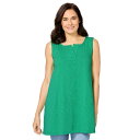 【送料無料】 ウーマン ウィズイン レディース Tシャツ トップス Woman Within Women's Plus Size Notch Swing Tunic Tropical Emerald(4)