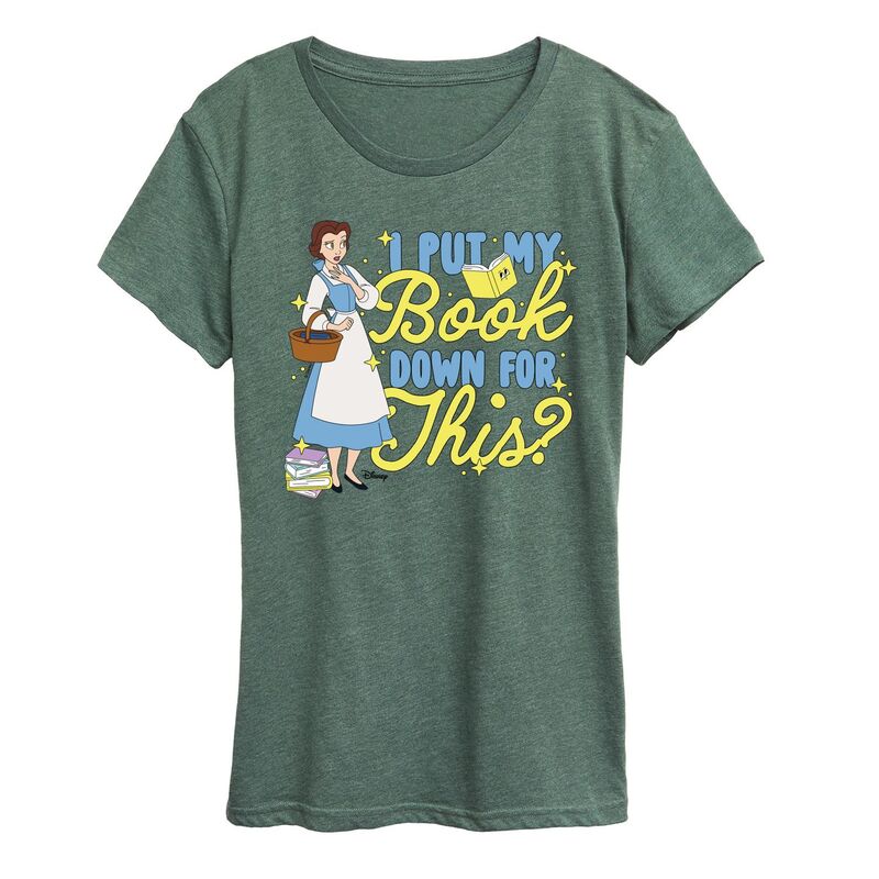 【送料無料】 ディズニー レディース Tシャツ トップス Disney's Beauty and the Beast Women's Belle Put My Book Down Graphic Tee Heather Juniper