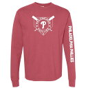 【送料無料】 ソフト アズ ア グレープ レディース Tシャツ トップス Women's Soft as a Grape Red Philadelphia Phillies Pigment Dye Long Sleeve T-Shirt Phl Red(4)
