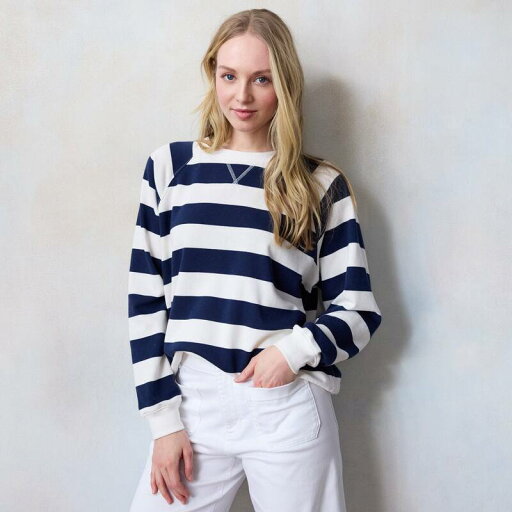 【送料無料】 LC Lauren Conrad レディース Tシャツ トップス Women's LC Lauren Conrad French Terry Long Sleeve Crewneck Sweatshirt Navy Selma Stripe 【送料無料】 LC Lauren Conrad レディース Tシャツ トップス Women's LC Lauren Conrad French Terry Long Sleeve Crewneck Sweatshirt Navy Selma Stripe