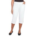 【送料無料】 アルフレッド ダナー レディース カジュアルパンツ ボトムス Women's Alfred Dunner Novelty Cuff Tummy Control Capri Pants Pure White