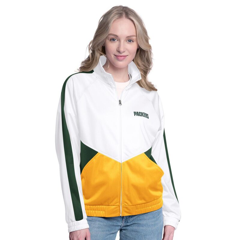 【送料無料】 ジースリー フォーハー バイ カール バンクス レディース ジャケット・ブルゾン アウター Women's G-III 4Her by Carl Banks White/Green Green Bay Packers Rally Rhinestone Full-Zip Track Jacket Pkr White