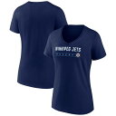 【送料無料】 ファナティクス レディース Tシャツ トップス Women's Fanatics Navy Winnipeg Jets V-Neck T-Shirt Jts Navy(4)