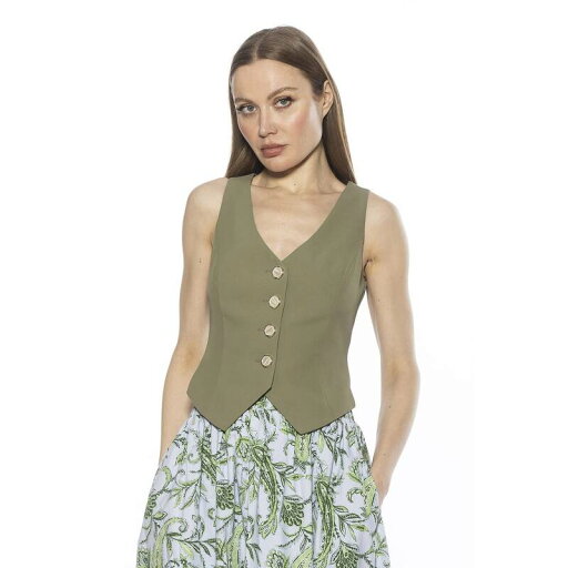 【送料無料】 アレクシアアドマー レディース Tシャツ トップス Women's ALEXIA ADMOR Liliana Sleeveless Button Down Vest Top Green 【送料無料】 アレクシアアドマー レディース Tシャツ トップス Women's ALEXIA ADMOR Liliana Sleeveless Button Down Vest Top Green
