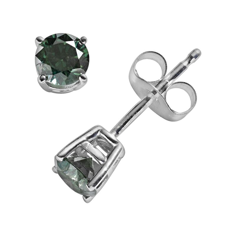 【送料無料】 アンブランデッド レディース ピアス・イヤリング アクセサリー 10k White Gold 1/2-ct. T.W. Green Round-Cut Diamond Solitaire Stud Earrings Green