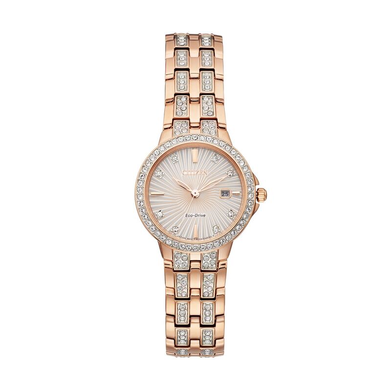 【送料無料】 シチズン レディース 腕時計 アクセサリー Citizen Eco-Drive Women's Silhouette Crystal Stainless Steel Watch - EW2348-56A Rose Gold Tone
