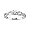 【送料無料】 ステラ グレース レディース リング アクセサリー Stella Grace 10k White Gold Lab-Created White Sapphire & 1/10 Carat T.W. Diamond Swirl Ring White(4)