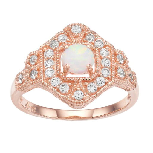 【送料無料】 アンブランデッド レディース リング アクセサリー 10k Rose Gold Lab-Created White Opal & Lab-Created White Sapphire Ring 10k Rose 【送料無料】 アンブランデッド レディース リング アクセサリー 10k Rose Gold Lab-Created White Opal & Lab-Created White Sapphire Ring 10k Rose
